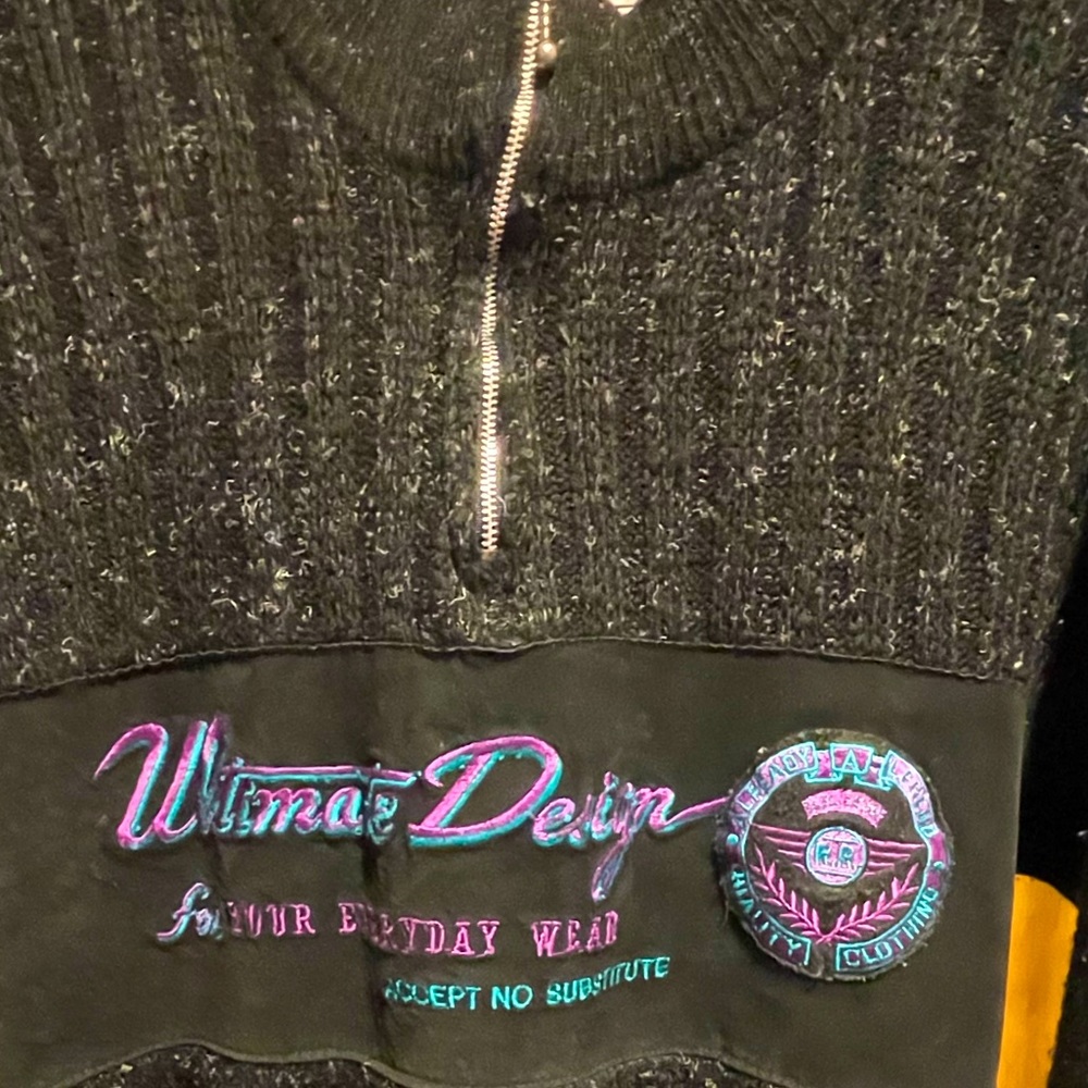 Vintage Nino Foriero Genuine Leather Trim Half Zip, Men's Size Medium